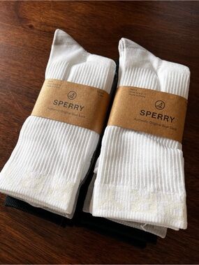 Sperry Men's White, Gray, Dark Gray Crew Socks - 3 Pack lot of two